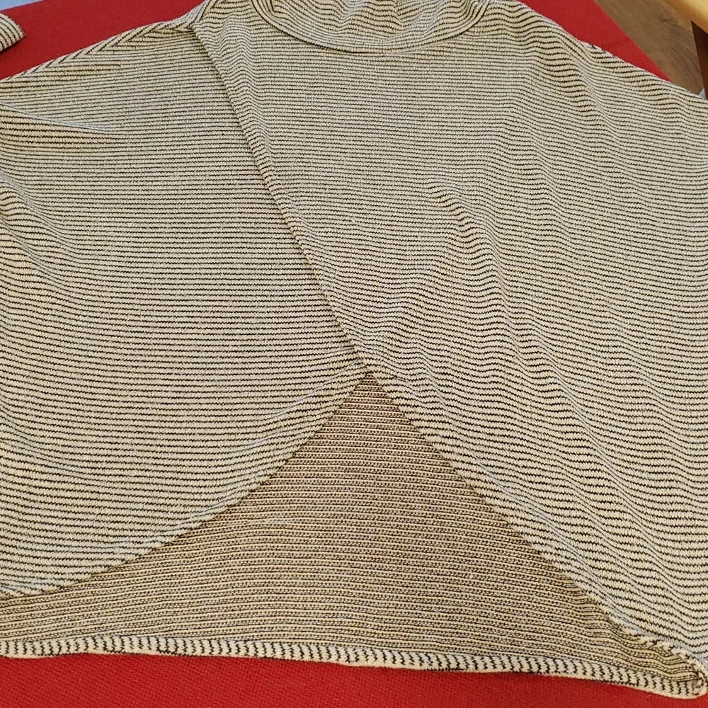 Cowl neck wrap across lightweight striped long sleeve sweater top Small - Picture 6 of 8